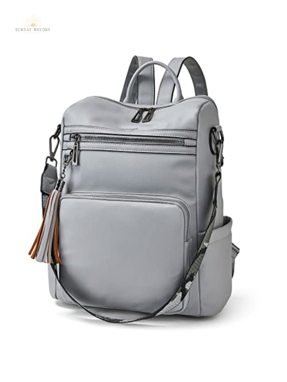 PU Leather Faux Leather Tassel Backpack Purse for Women Large Capacity Shoulder